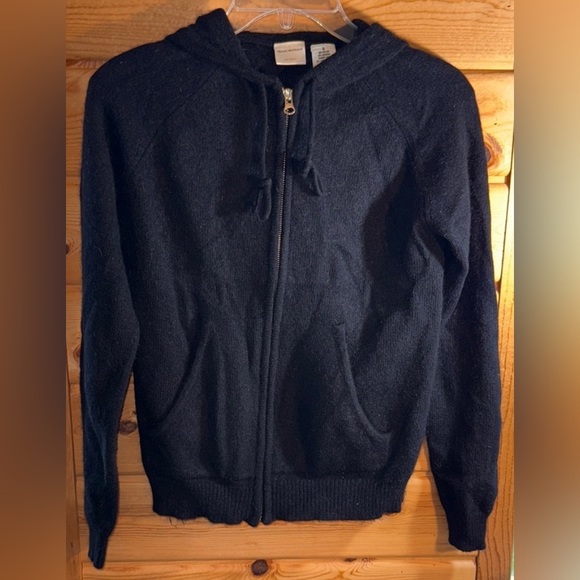 Isaac Mizrahi Black Rabbit/Lamb Wool Zip-Up Hoodie Small - Picture 4 of 4